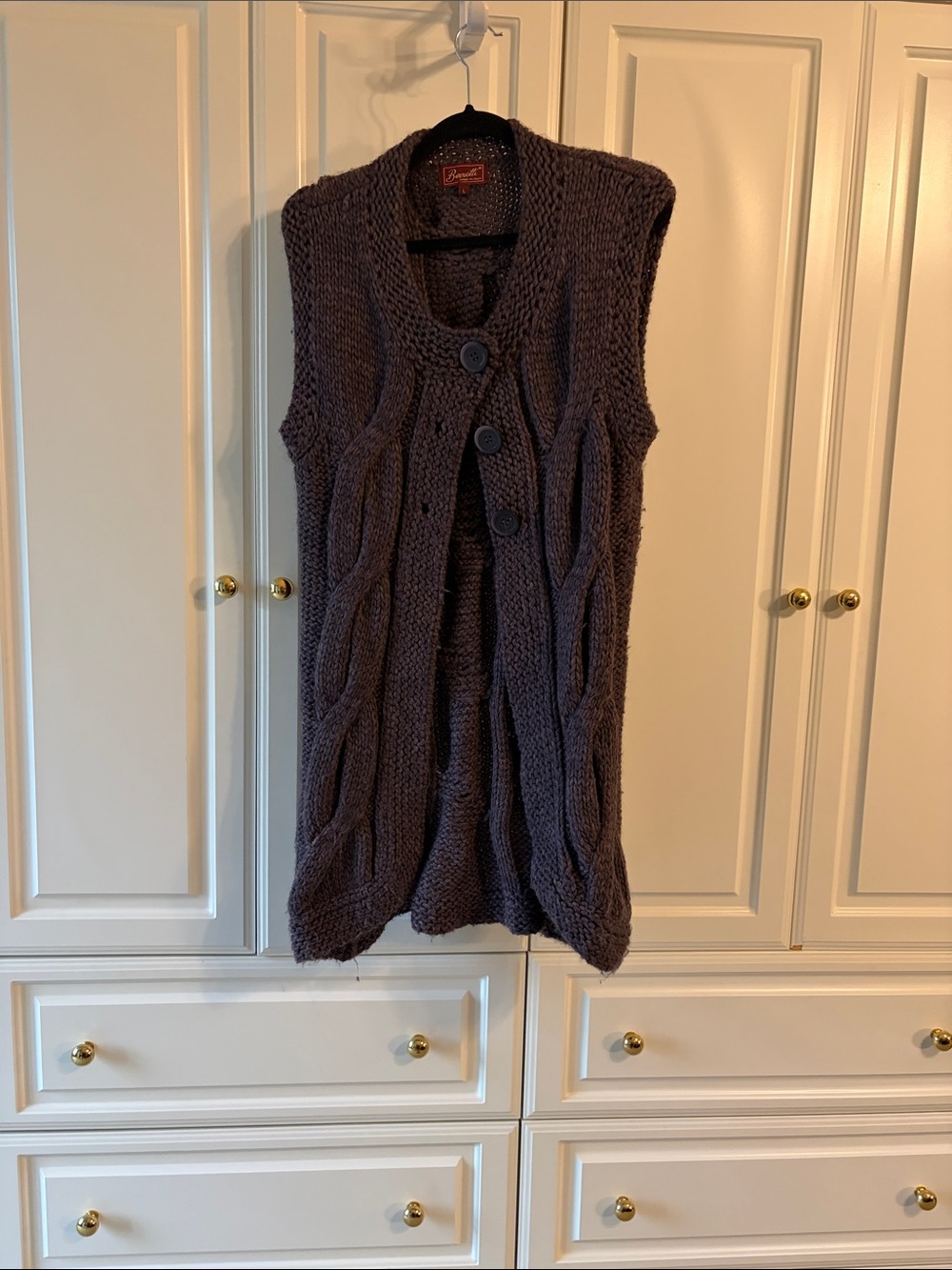 Italian Chunky Cable Knit Sleeveless purple Vest - purple
